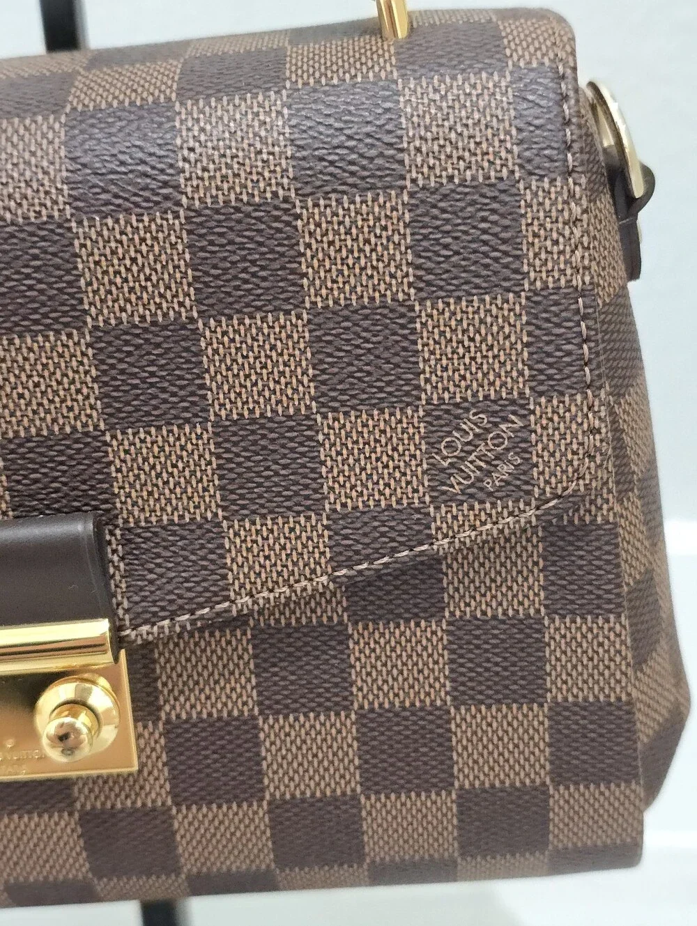 Louis Vuitton Croisette Brown Damier Ebene Top Handle Satchel Gold Hardware